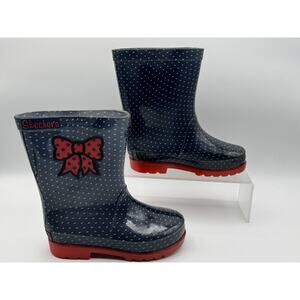 Skechers Disney Minnie Mouse Girl's Navy Blue & Red Bow Rainboot Sz. 10, Pre-own